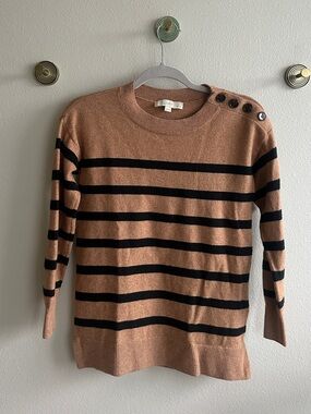 LOFT Petite Striped Crewneck Sweater